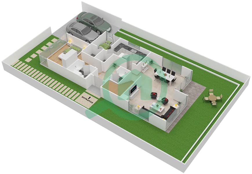 المخططات الطابقية لتصميم النموذج V-2 فیلا 6 غرف نوم - البيزيا interactive3D