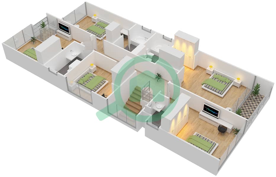 المخططات الطابقية لتصميم النموذج V-2 فیلا 6 غرف نوم - البيزيا interactive3D