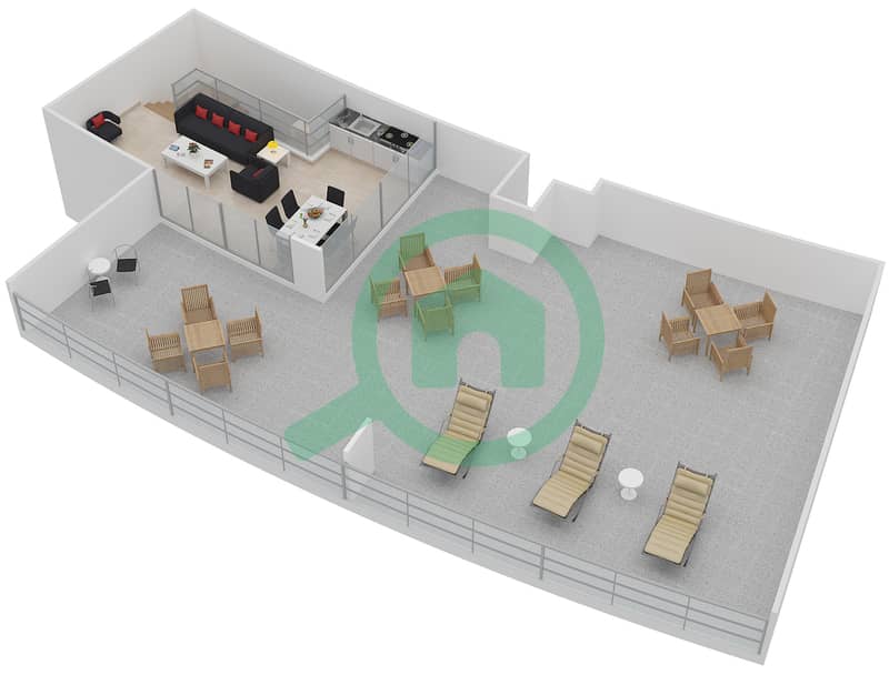 المخططات الطابقية لتصميم الوحدة 4 بنتهاوس 4 غرف نوم - برج فيستا 2 interactive3D