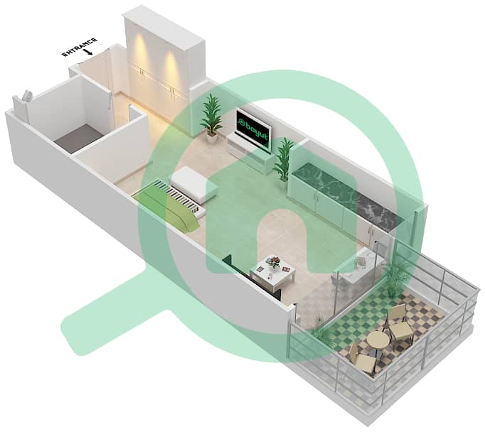المخططات الطابقية لتصميم النموذج S4 شقة استوديو - مايان 1 interactive3D