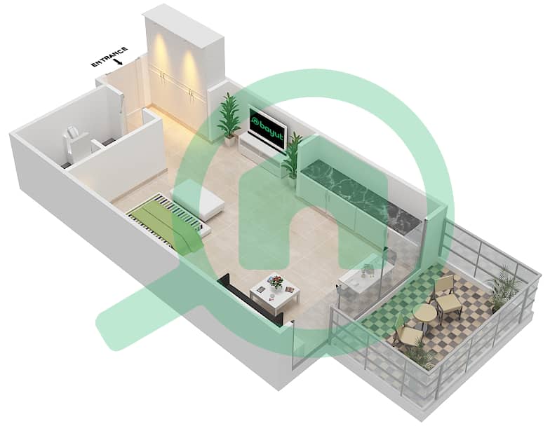 玛雅1号楼 - 单身公寓类型S5戶型图 interactive3D
