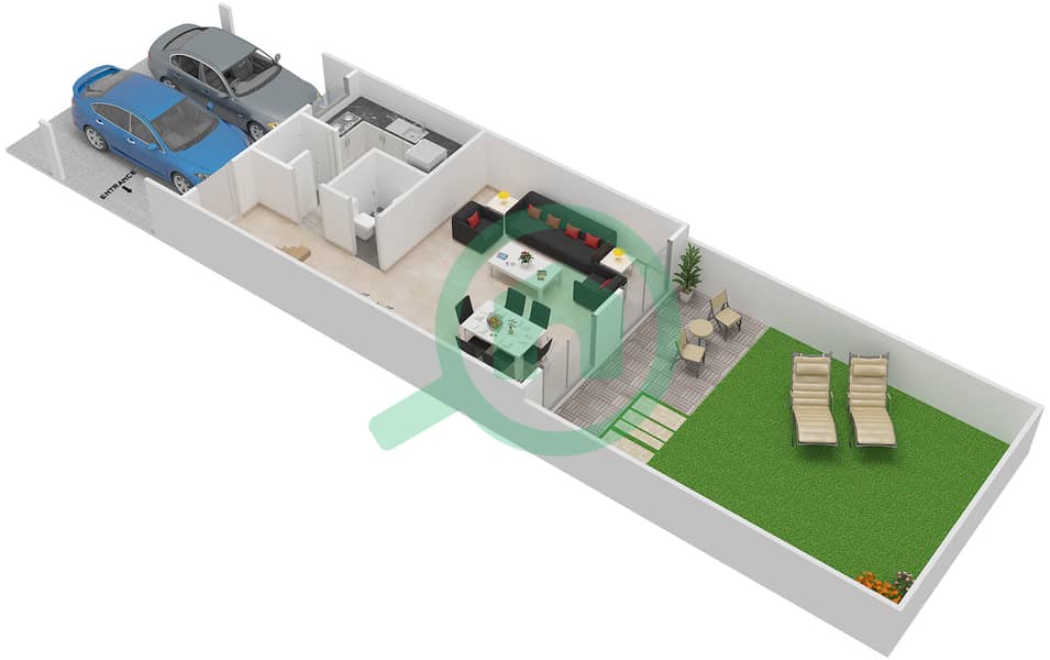 亚努西亚住宅区 - 2 卧室别墅类型R2-M11戶型图 interactive3D