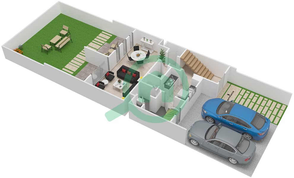 المخططات الطابقية لتصميم النموذج R2-MB فیلا 3 غرف نوم - جنوسيا interactive3D