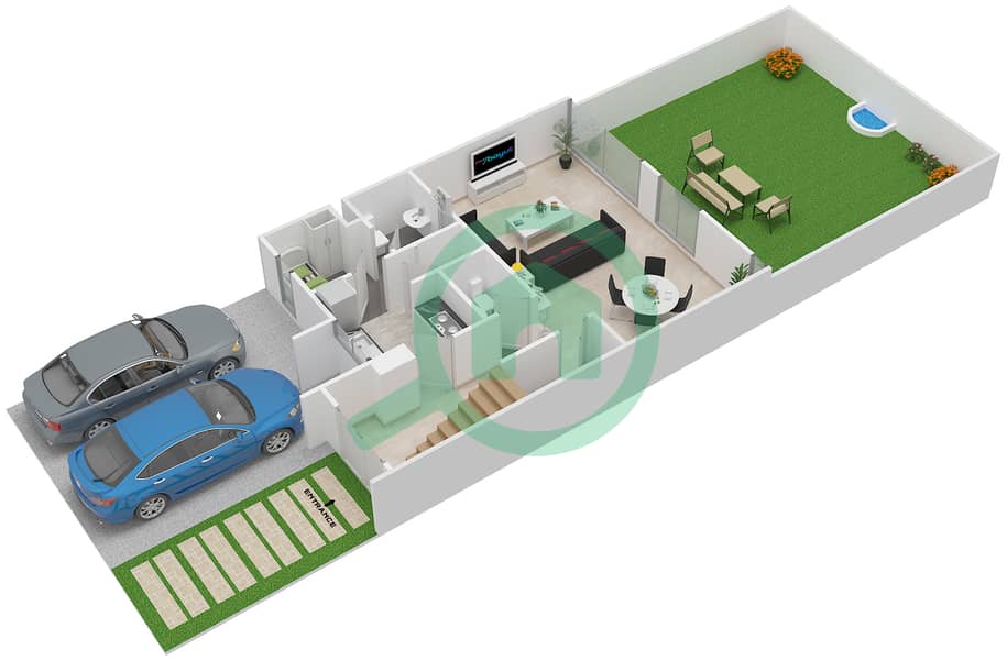 المخططات الطابقية لتصميم النموذج XX-B فیلا 5 غرف نوم - جنوسيا interactive3D