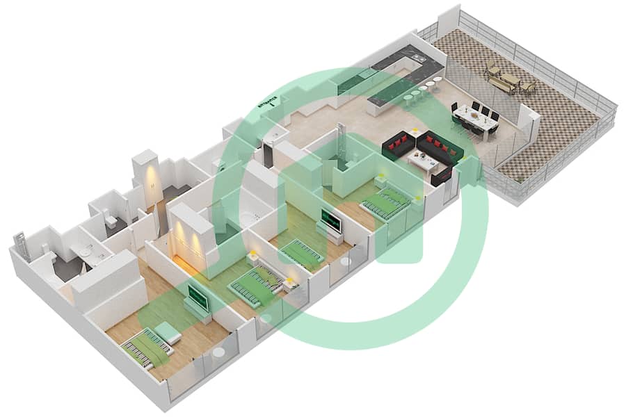 Майян 1 - Апартамент 4 Cпальни планировка Тип 4D interactive3D