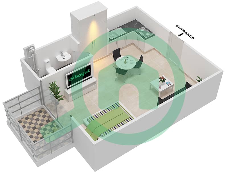 المخططات الطابقية لتصميم النموذج 1 شقة  - لونز من دانوب interactive3D