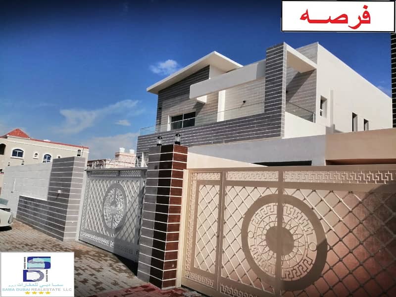 Luxurious European design villa, large area, close to all services, the finest areas of Ajman (Al Rawda), freehold for all nationalities