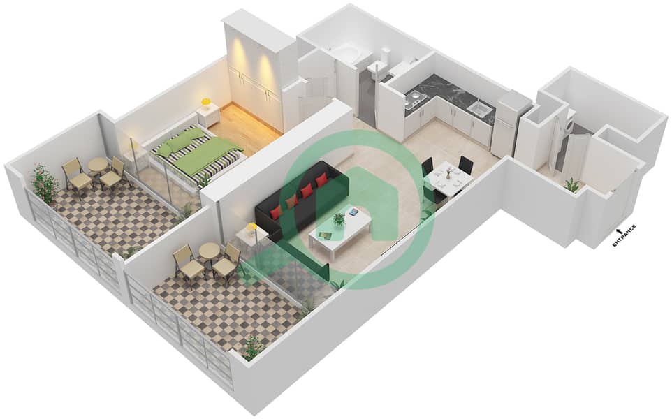 Vida Za'abeel - 1 Bedroom Apartment Unit 7 FLOOR 34-50 Floor plan interactive3D