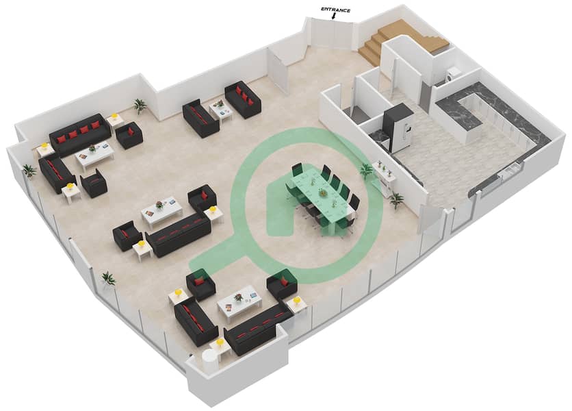 المخططات الطابقية لتصميم النموذج LOS DOS شقة 3 غرف نوم - لا ريزيدنس ديل مار interactive3D