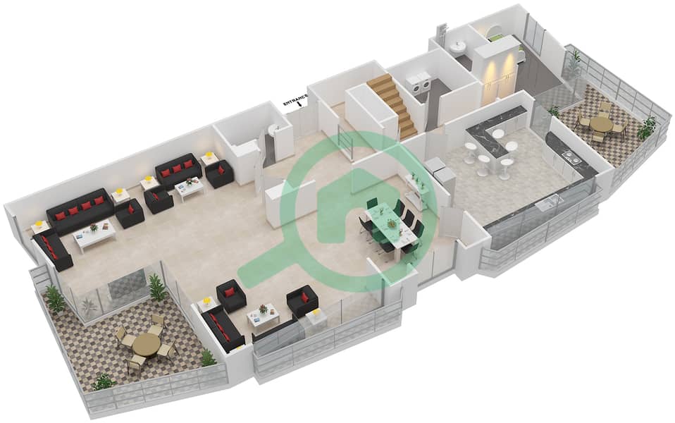 المخططات الطابقية لتصميم النموذج LOS ALTOS 2 بنتهاوس 4 غرف نوم - لا ريزيدنس ديل مار interactive3D