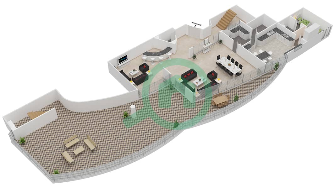 德尔马住宅区 - 3 卧室顶楼公寓类型LOS ALTOS 1戶型图 interactive3D