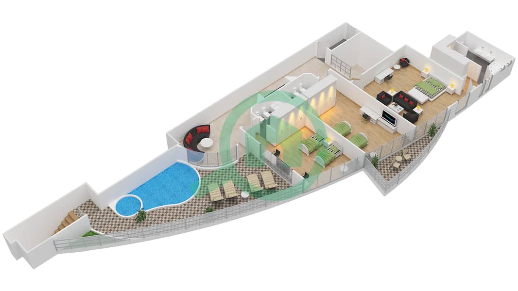 德尔马住宅区 - 3 卧室顶楼公寓类型LOS ALTOS 1戶型图 interactive3D