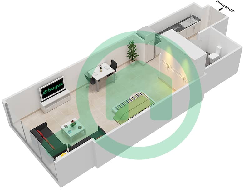 المخططات الطابقية لتصميم الوحدة 2 FLOOR 2 شقة استوديو - ليف ريزيدنس interactive3D