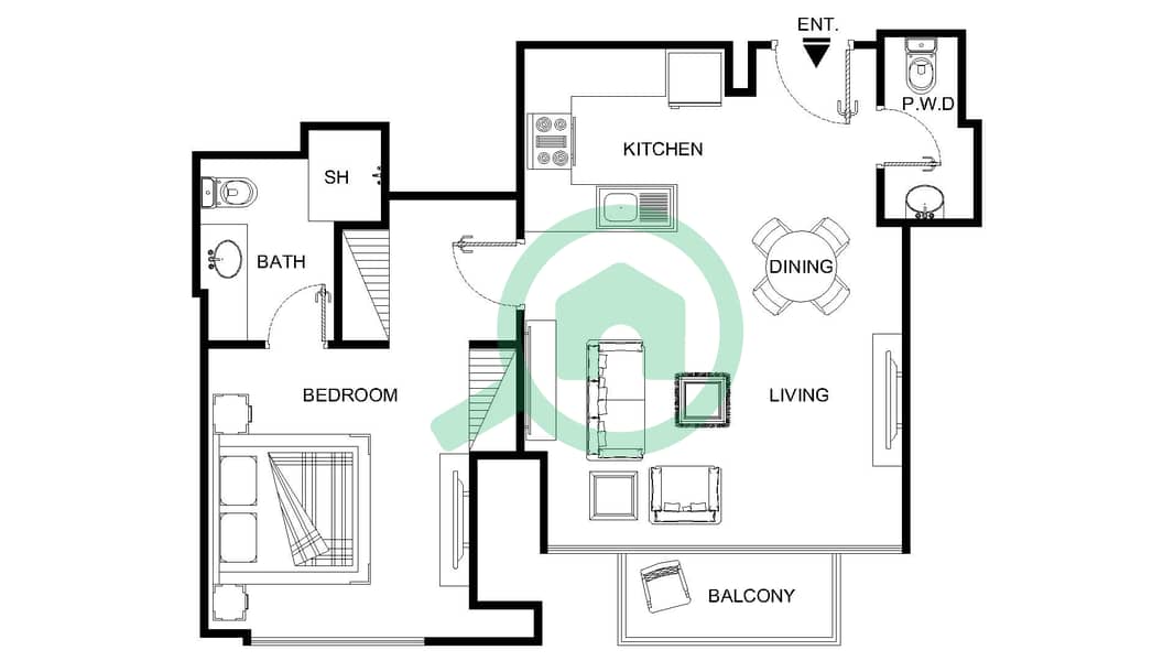 № 9 - Апартамент 1 Спальня планировка Единица измерения 601 FLOOR 6 interactive3D