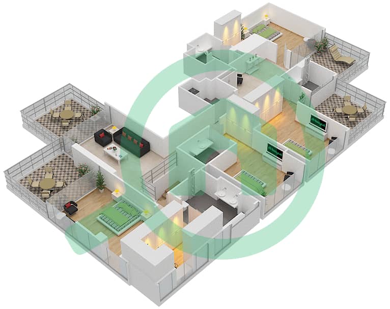 LIV Residence - 4 Bedroom Penthouse Unit 2 Floor plan interactive3D