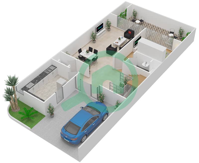 المخططات الطابقية لتصميم النموذج A2 فیلا 4 غرف نوم - برج أري مارينا فيو interactive3D