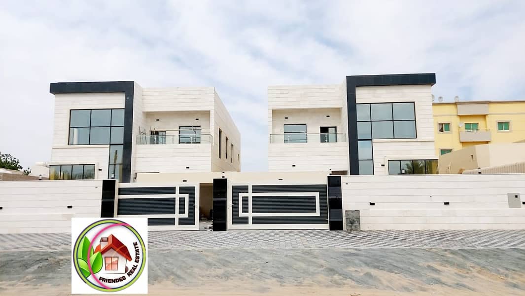 For sale two-storey villa with a classic European design in Al-Muwaihat area of 5000 sq. ft. finishes. Super Deluxe
