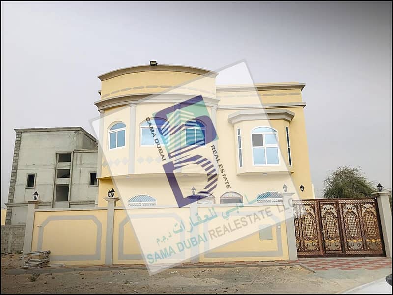Modern design villa, large area, close to all services, the finest areas of Ajman (Al Mowaihat), freehold for all nationalities