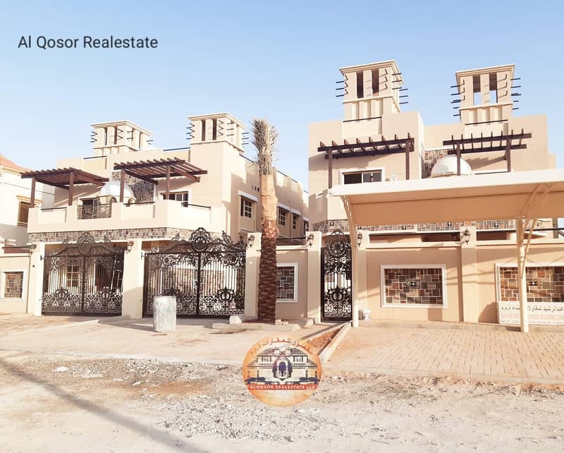 Villa for sale in Ajman, Al Rawda area, excellent design, finishes and decoration, great location with the possibility of bank financing