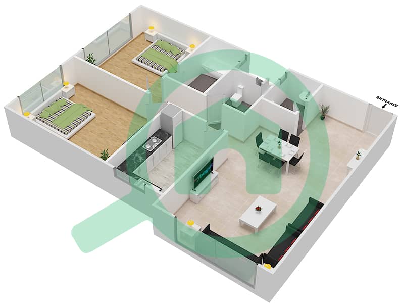 Future Tower 1 - 2 Bedroom Apartment Unit 7 Floor plan interactive3D