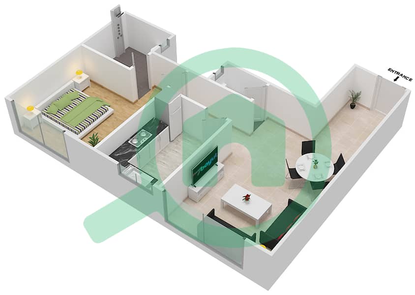 Future Tower 1 - 1 Bedroom Apartment Unit 10 Floor plan interactive3D