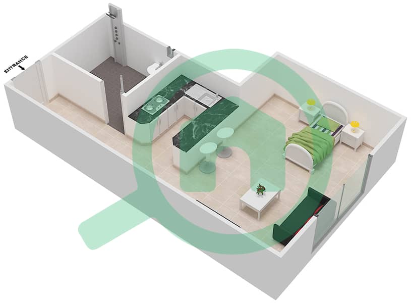 Future Tower 1 - Studio Apartment Unit 11 Floor plan interactive3D