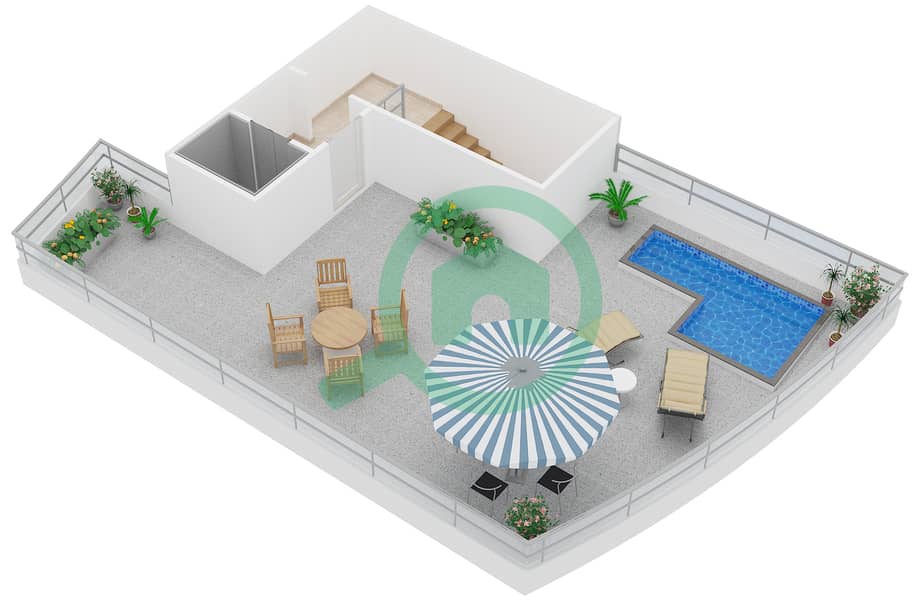 المخططات الطابقية لتصميم النموذج 1 MARINA HOME شقة 4 غرف نوم - باي سايد ريزيدنس interactive3D