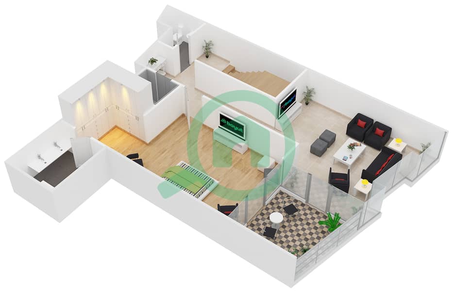 المخططات الطابقية لتصميم النموذج 3 MARINA HOME شقة 4 غرف نوم - باي سايد ريزيدنس interactive3D