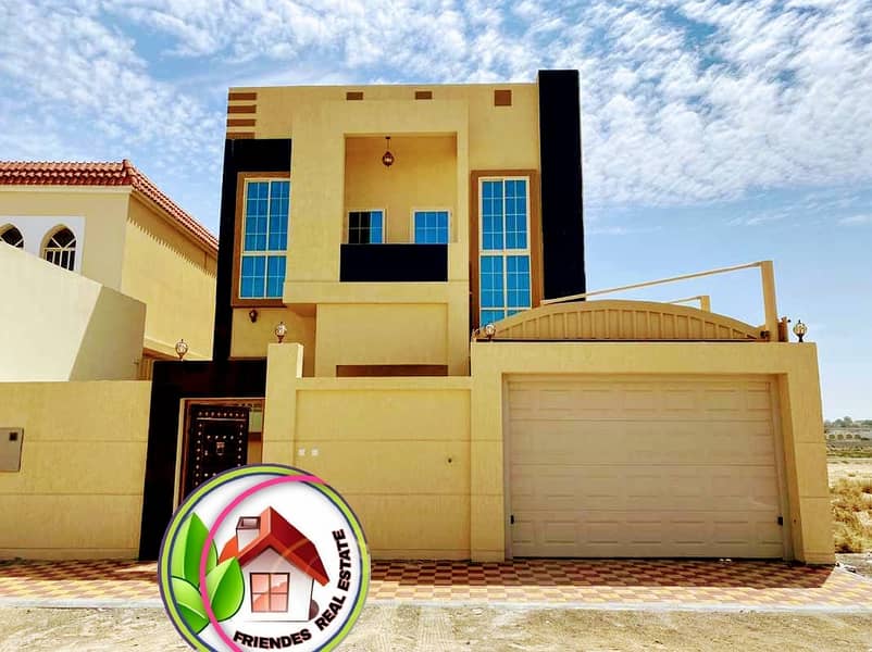 Villa for sale in Ajman personal design wonderful modern stone interface next to Ammar Street with bank financing next to the main street