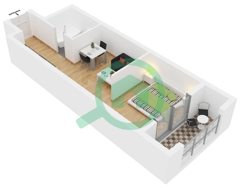 Марина Даймонд 3 - Апартамент Студия планировка Тип/мера C/5,6 interactive3D