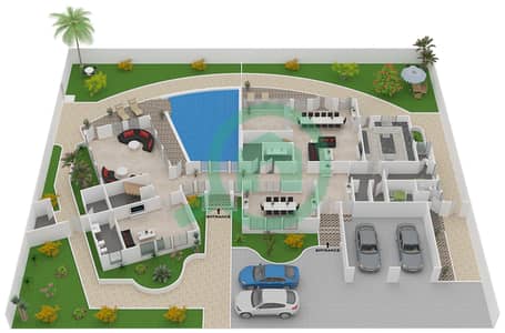 朱美拉棕榈岛招牌别墅A区 - 5 卧室别墅类型CENTRAL POOL CONTEMPORARY戶型图