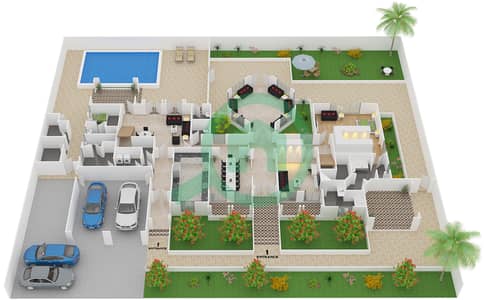 朱美拉棕榈岛招牌别墅E区 - 6 卧室别墅类型GRAND MAJLIS ARABIC戶型图