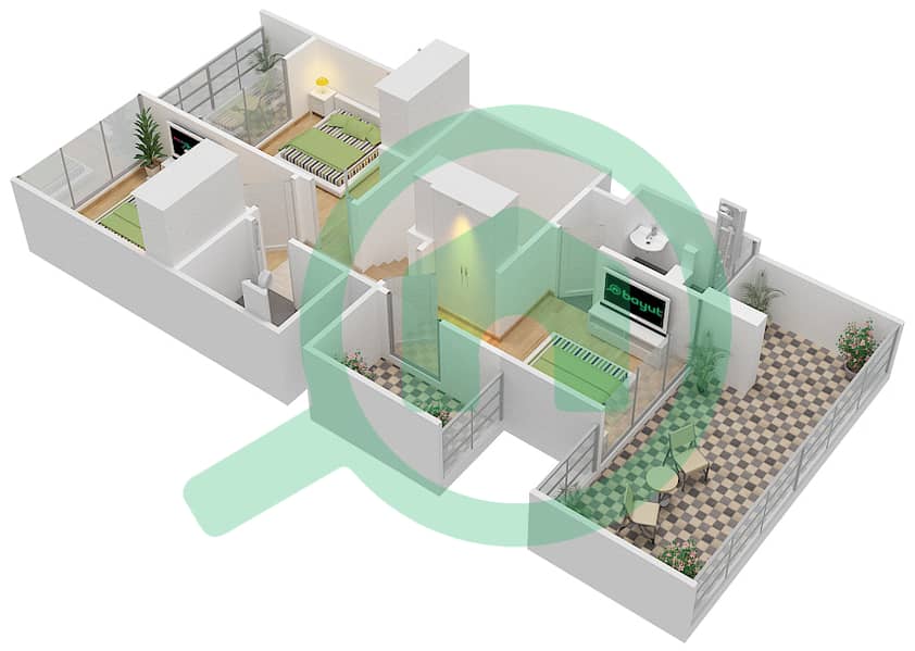 Вардон - Вилла 3 Cпальни планировка Тип RR-M First Floor interactive3D