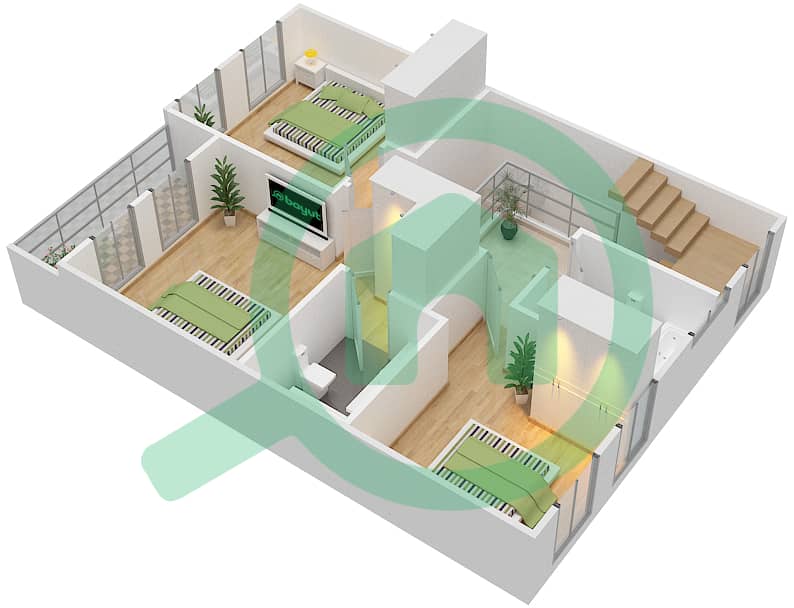 克雷特住宅区 - 5 卧室别墅类型R3-M戶型图 interactive3D