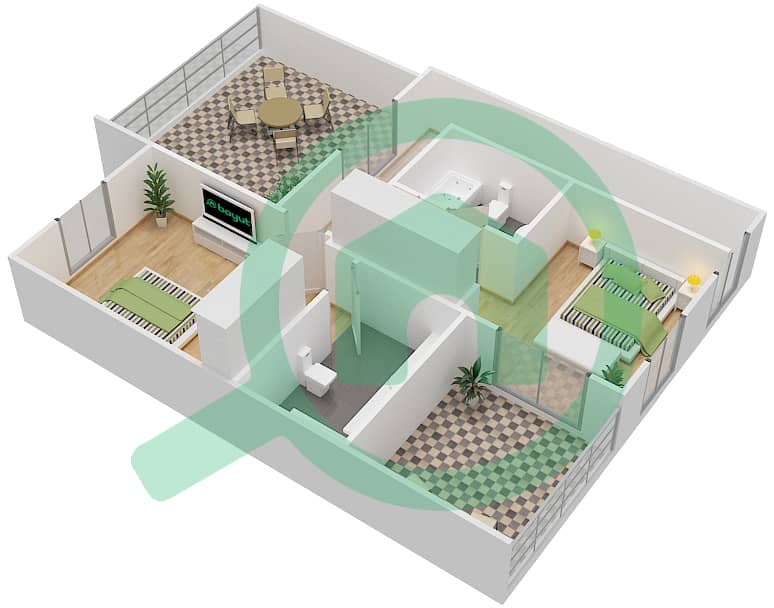 المخططات الطابقية لتصميم النموذج R3-M فیلا 5 غرف نوم - كلاريت interactive3D