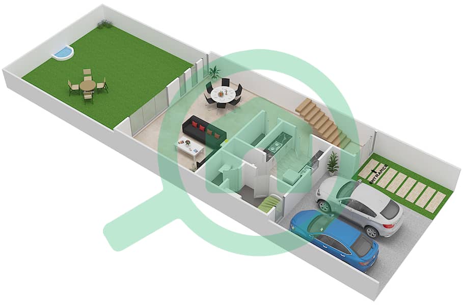 Кларет - Вилла 3 Cпальни планировка Тип R2-M Ground Floor interactive3D