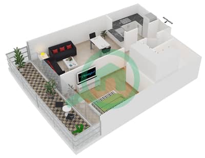 DAMAC Residenze - 1 Bedroom Apartment Type H FLOOR 63 Floor plan