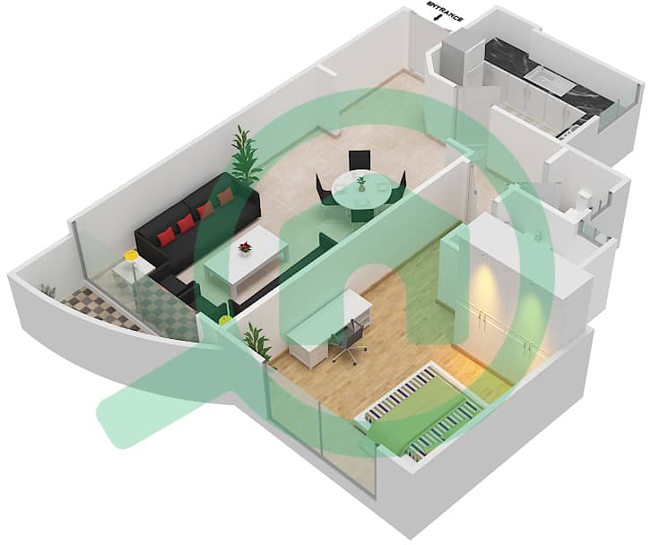 Sahara Tower 1 - 1 Bedroom Apartment Unit 2 Floor plan interactive3D