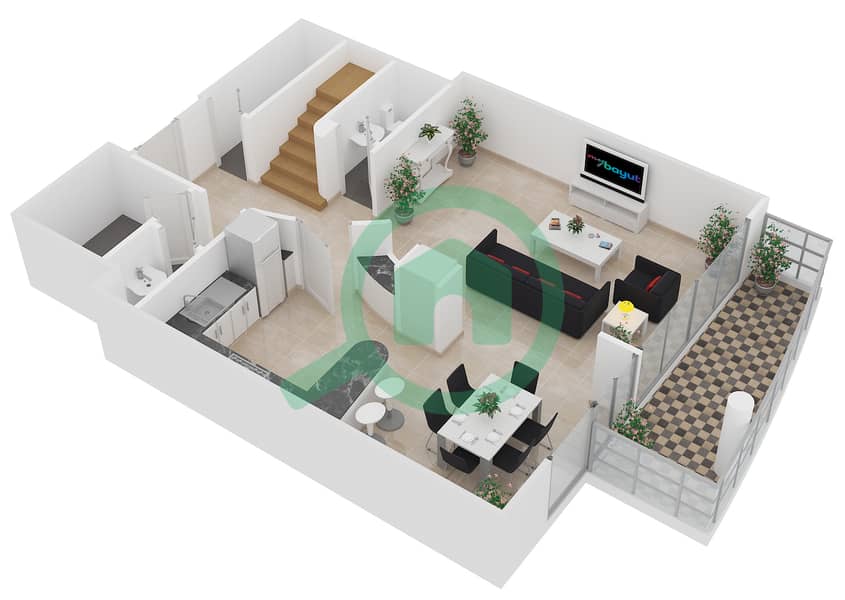 Emerald Residence - 3 Bedroom Apartment Type 5 Floor plan interactive3D