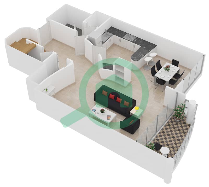Emerald Residence - 3 Bedroom Apartment Type 7 Floor plan interactive3D
