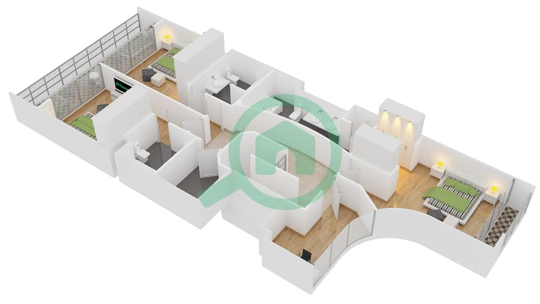 Эмеральд Резиденс - Апартамент 3 Cпальни планировка Тип 7 interactive3D