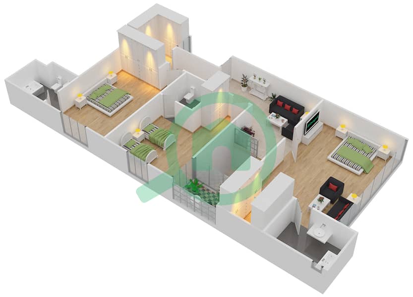 里维埃拉大厦 - 4 卧室公寓类型C戶型图 interactive3D