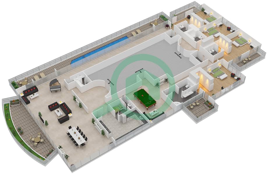 The Jewels - 4 Bedroom Penthouse Type EMERALD Floor plan interactive3D