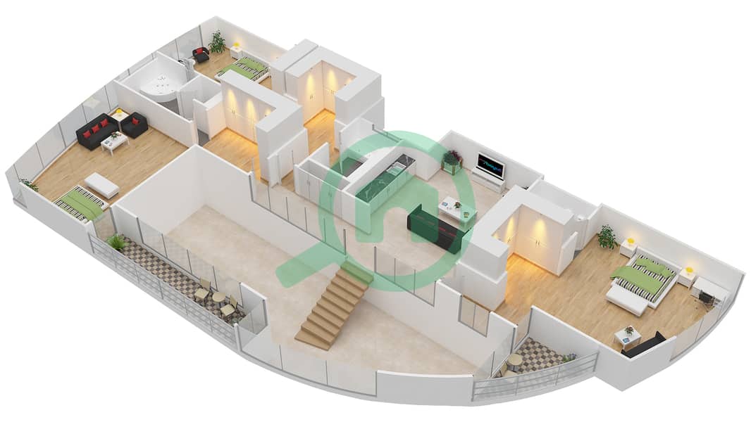 珠宝大厦 - 4 卧室别墅类型RUBY戶型图 interactive3D