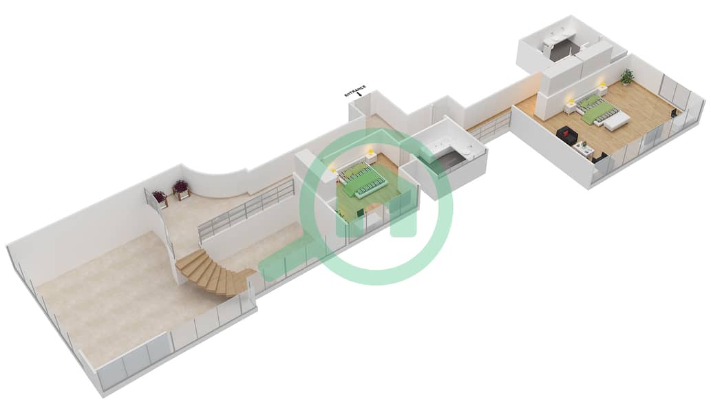 珠宝大厦 - 3 卧室公寓类型AQUAMARINE戶型图 interactive3D