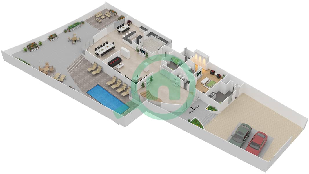 المخططات الطابقية لتصميم النموذج RUBY فیلا 4 غرف نوم - أبراج الجواهر التوأم interactive3D