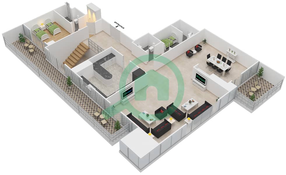 Sparkle Tower 1 - 4 Bedroom Penthouse Unit 01/02 Floor plan interactive3D