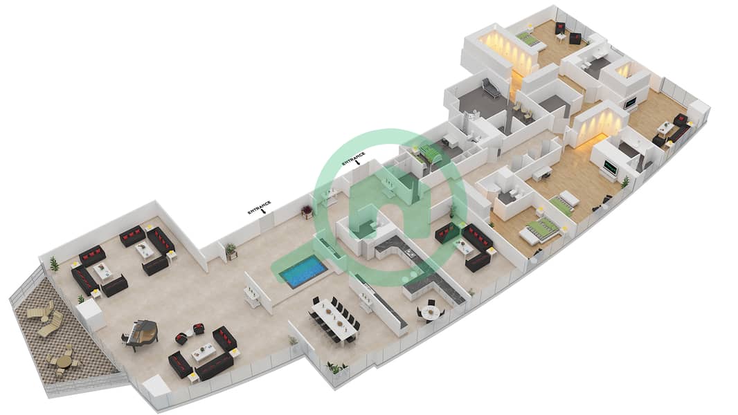 Floor plans for Type 2 3bedroom Penthouses in Le Reve Bayut Dubai