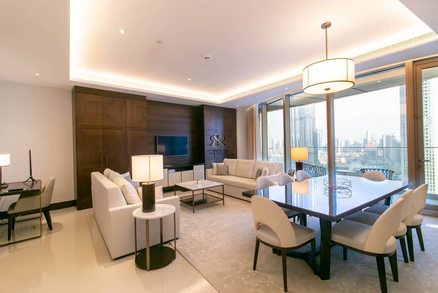 Fully Furnished 3 Bedrooms plus Maid | Burj Khalifa View.