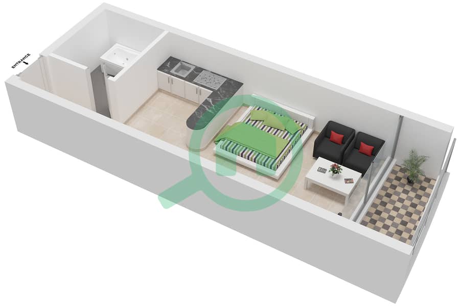曼彻斯特大厦 - 单身公寓类型C戶型图 interactive3D